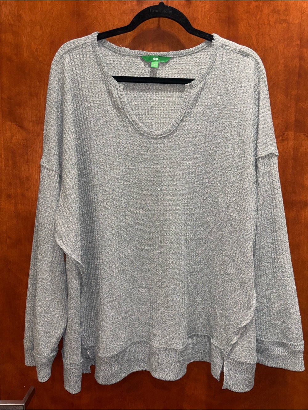 dip Light Gray Waffle Knit Scoop Neck Short Sleeve Tee